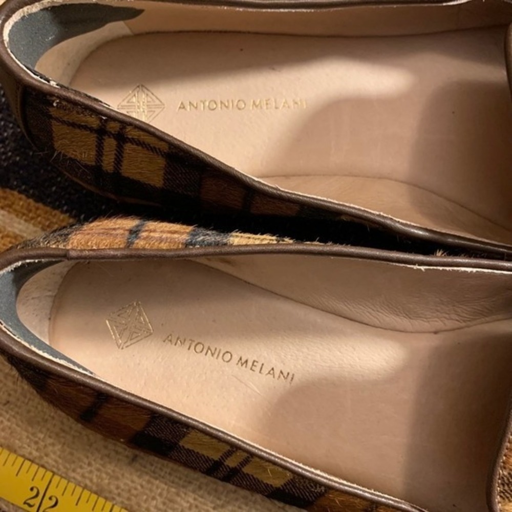 ANTONIO‎ MELANI Women Plaid Calf Hair Loafers Flats Shoes Preppy Old Money 9M - Picture 3 of 10